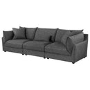  Coaster Furniture Sasha 551681-SETB 3 pc Upholstered Sofa - Barely Black IMAGE 3