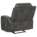  Coaster Furniture Raelynn 603193 Upholstered Track Arm Recliner - Grey IMAGE 6