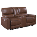 Coaster Furniture Greenfield Power Reclining Leatherette Loveseat with Console 610265P IMAGE 1