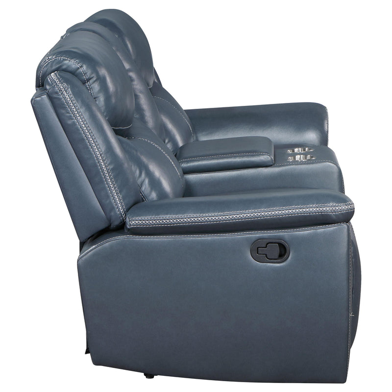 Coaster Furniture Sloane Reclining Leather Look Loveseat with Console 610272 IMAGE 6