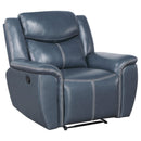  Coaster Furniture Sloane 610273 Upholstered Padded Arm Recliner Chair - Blue IMAGE 1