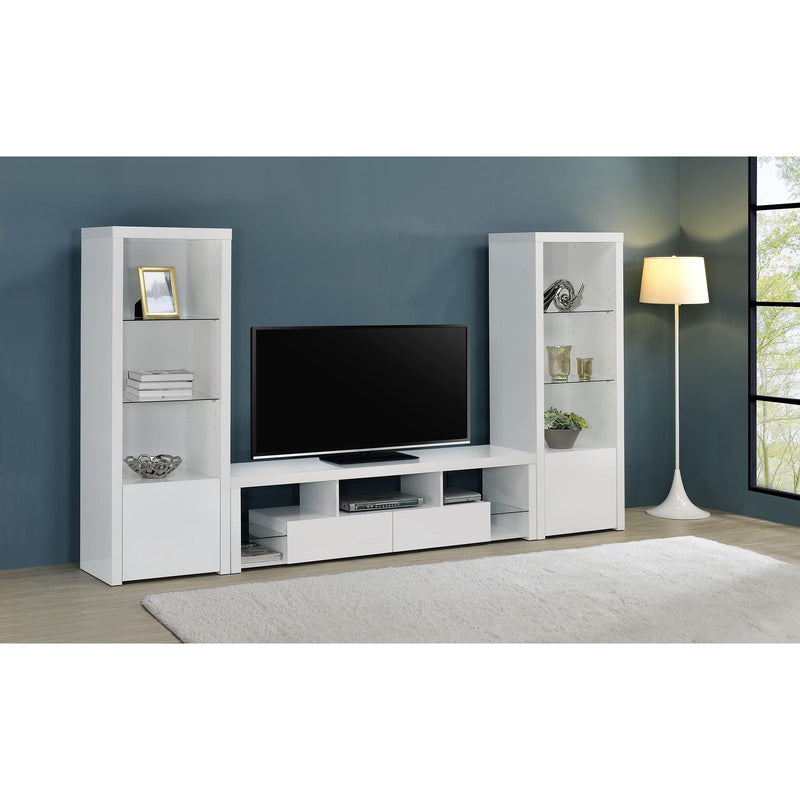 Coaster Furniture Jude 704251-SET 3-Piece Entertainment Center with 71" TV Stand - White High Gloss IMAGE 2