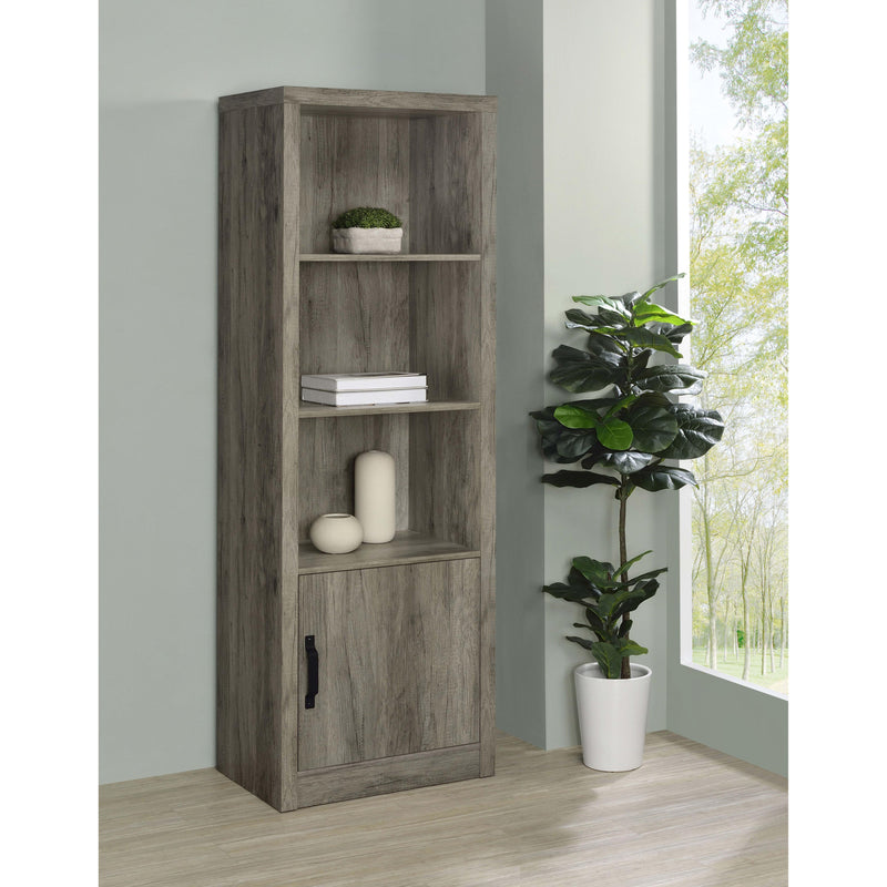 Coaster Furniture Burke 707726 3-Shelf Media Tower with Storage Cabinet - Grey Driftwood IMAGE 2