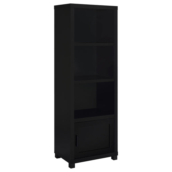 Coaster Furniture Jupiter 707756 3-Shelf Media Tower Bookcase with Storage Cabinet - Black IMAGE 1