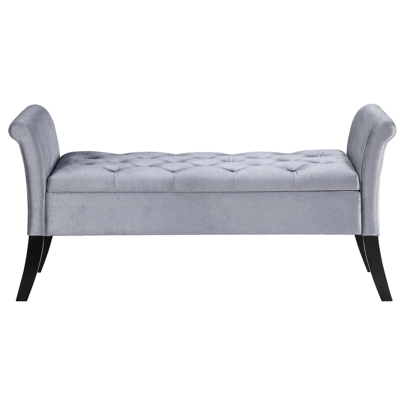 Coaster Furniture Farrah 910239 Upholstered Rolled Arms Storage Bench - Silver/Black IMAGE 4