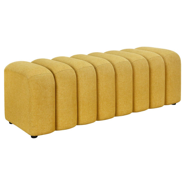 Coaster Furniture Summer 910292 Upholstered Channel Tufted Accent Bench - Mustard Yellow IMAGE 1