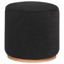 Coaster Furniture Zena 910301 Faux Sheepskin Upholstered Round Ottoman - Black IMAGE 1