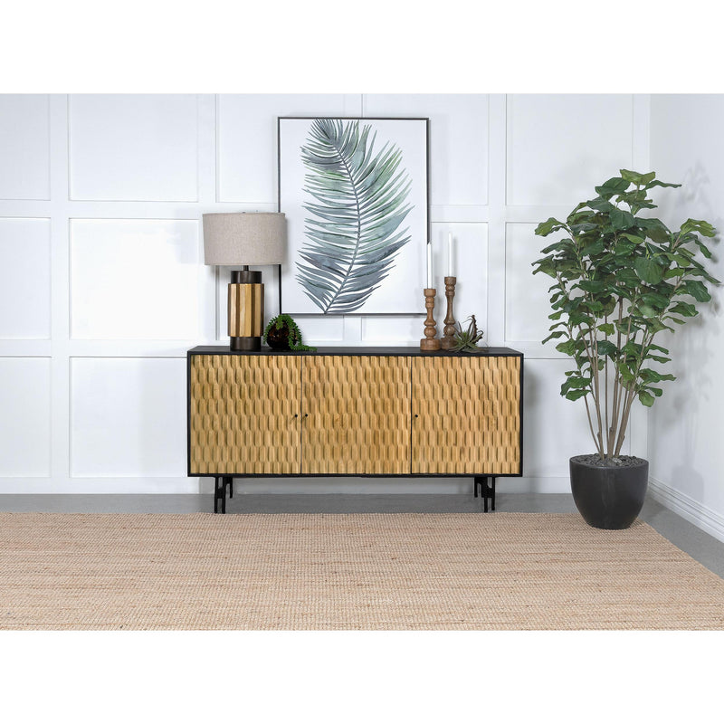 Coaster Furniture Aminah 950383 3-Door Wooden Accent Cabinet - Natural/Black IMAGE 2