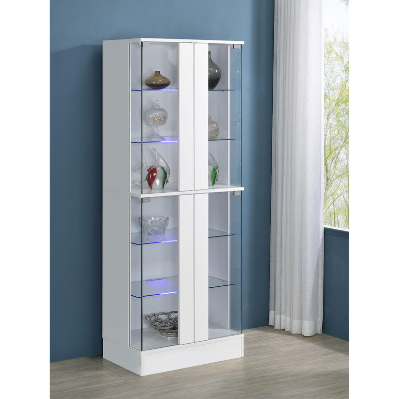 Coaster Furniture Cabra 950397 Display Case Curio Cabinet with Glass Shelves and LED Lighting - White High Gloss IMAGE 3