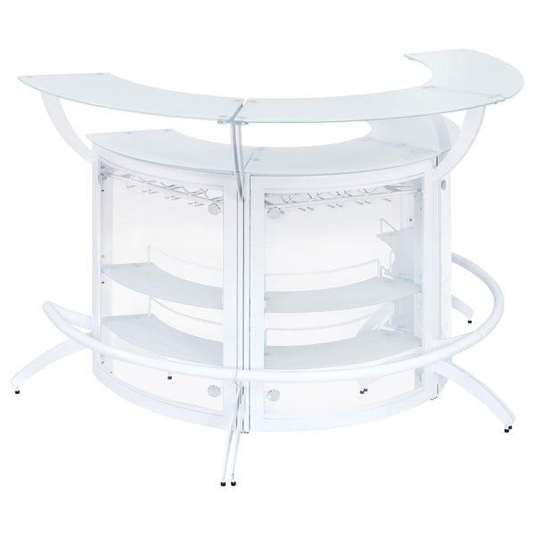 Coaster Furniture Dallas 182136-S3 Curved Bar Unit - White/Frosted Glass IMAGE 1