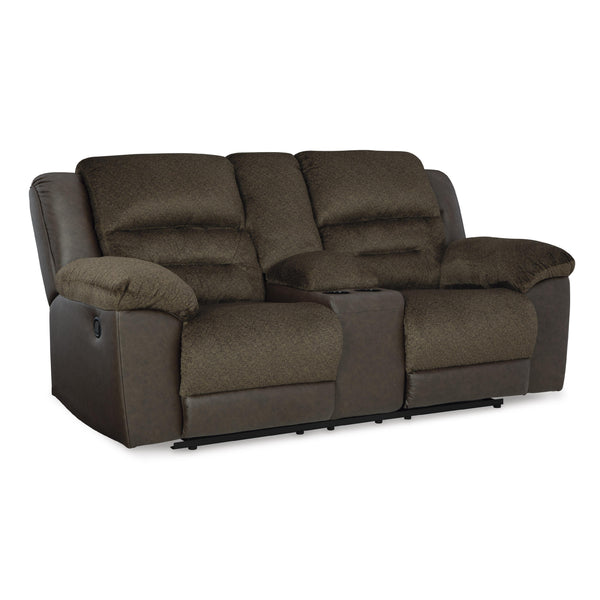 Benchcraft Dorman Stationary Fabric and Leather Look Loveseat with Console 9460894 IMAGE 1