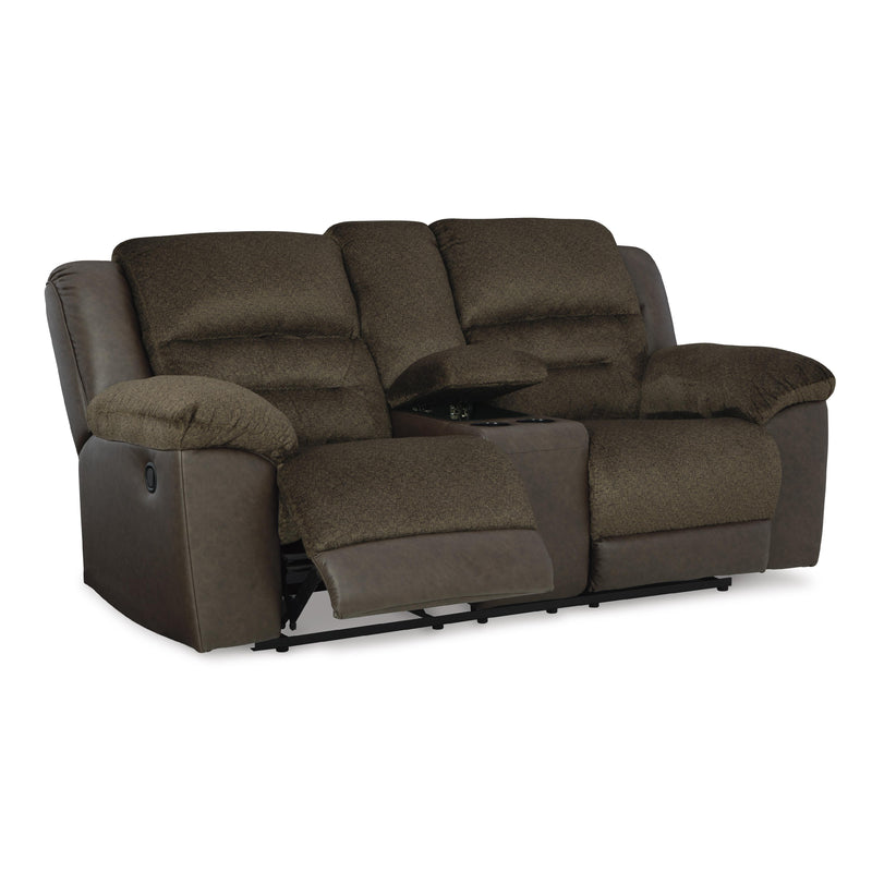 Benchcraft Dorman Stationary Fabric and Leather Look Loveseat with Console 9460894 IMAGE 2