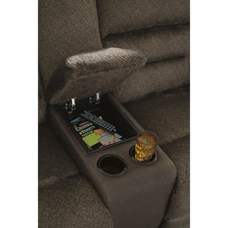 Benchcraft Dorman Stationary Fabric and Leather Look Loveseat with Console 9460894 IMAGE 8