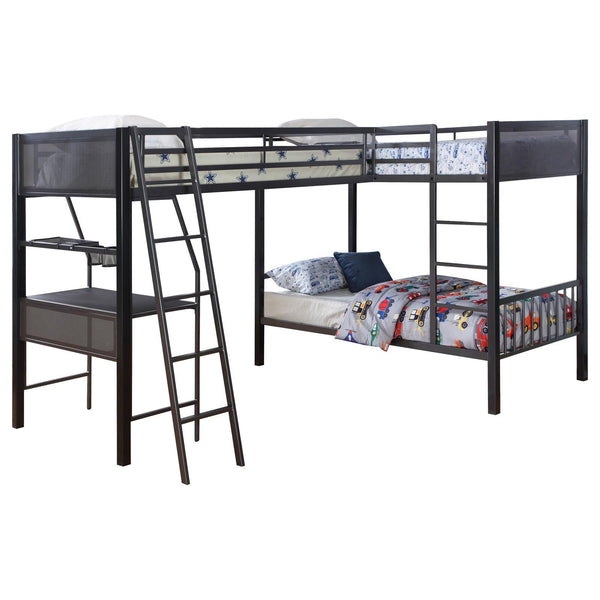 Coaster Furniture Meyers 460390-S2 2-Piece Metal Twin Over Twin Bunk Bed Set - Black/Gunmetal IMAGE 1