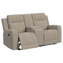  Coaster Furniture Brentwood 610282 Upholstered Motion Reclining Loveseat - Taupe IMAGE 2