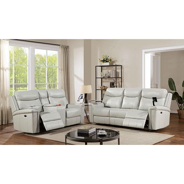 Furniture of America Florine Power Reclining Leather Loveseat CM6252LG-LV-PM IMAGE 2