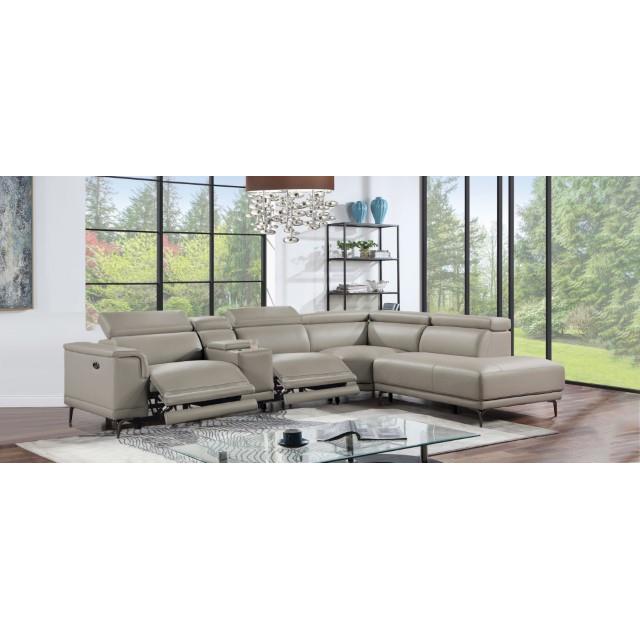 Furniture of America Linwurst Power Reclining Leatherette Sectional CM6457GY-PM-SECT IMAGE 2