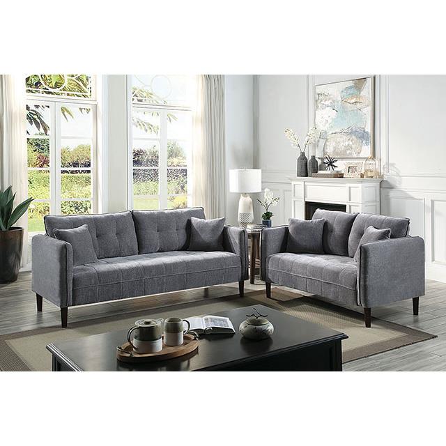 Furniture of America Lynda Stationary Fabric Loveseat CM6736DG-LV IMAGE 2