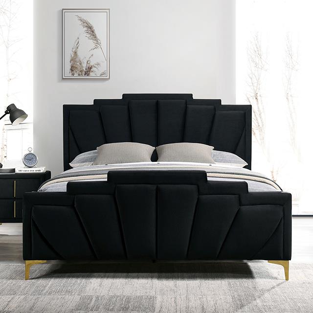 Furniture of America Florizel California King Upholstered Panel Bed CM7411BK-CK-BED IMAGE 1