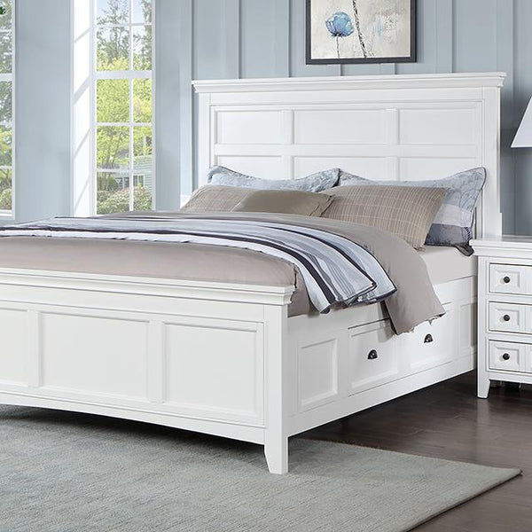 Furniture of America Castile King Panel Bed with Storage CM7413WH-EK-BED IMAGE 1