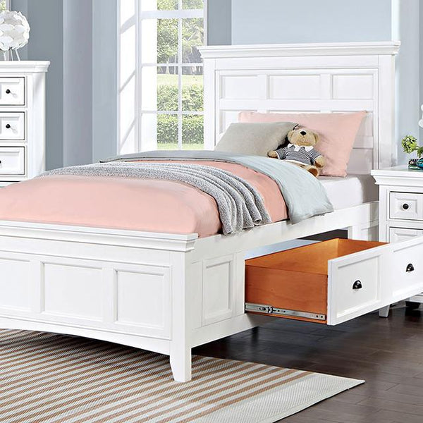 Furniture of America Castile Twin Panel Bed with Storage CM7413WH-T-BED IMAGE 1