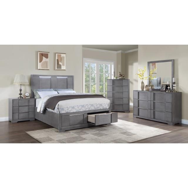 Furniture of America Regulus California King Panel Bed with Storage CM7475GY-CK-BED IMAGE 3