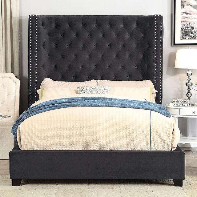 Furniture of America Rosabelle Queen Upholstered Platform Bed CM7669BK-Q-BED IMAGE 1