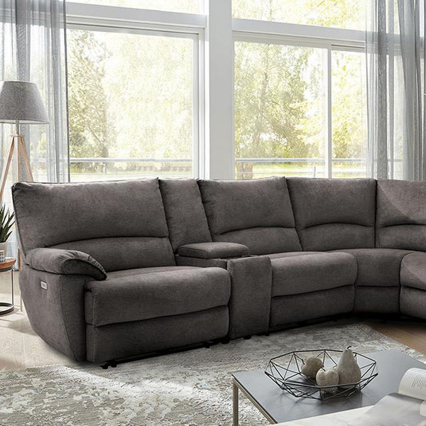 Furniture of America Cerelia Power Reclining Fabric Sectional CM9909GY-SECT-PM IMAGE 1