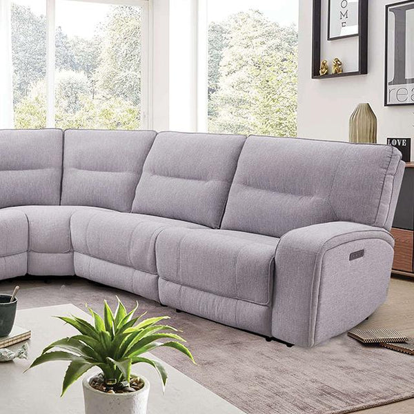 Furniture of America Tyrone Power Reclining Fabric Sectional CM9913GY-SECT-PM IMAGE 1