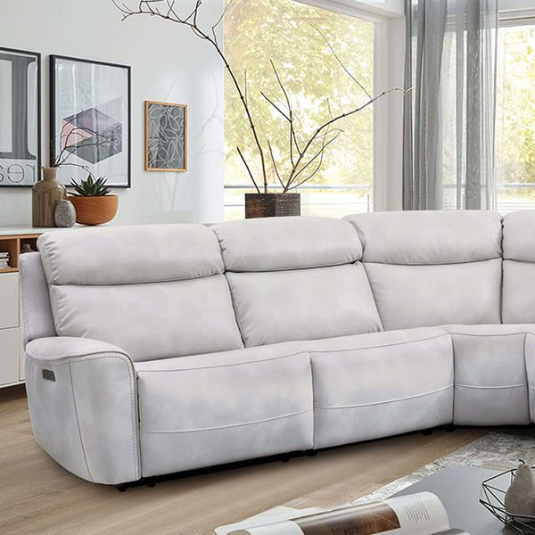 Furniture of America Edmondus Power Reclining Leatherette Sectional CM9923FG-SECT-PM IMAGE 1