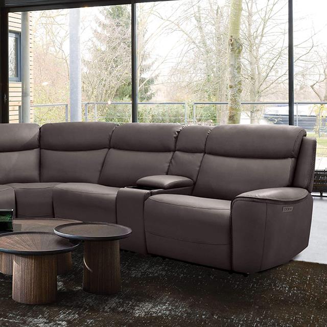 Furniture of America Edmondus Power Reclining Leatherette Sectional CM9923GY-SECT-PM IMAGE 1