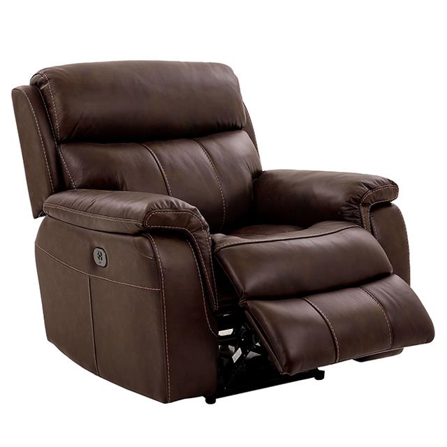 Furniture of America Antenor Power Leather Match Recliner CM9926MB-CH-PM IMAGE 1