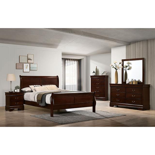 Furniture of America Louis Philippe Queen Sleigh Bed FM7866CH-Q-BED IMAGE 2