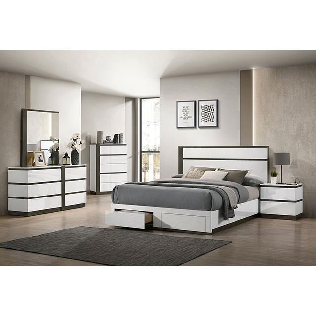 Furniture of America Birsfelden California King Panel Bed with Storage FOA7225WH-DR-CK-BED IMAGE 2