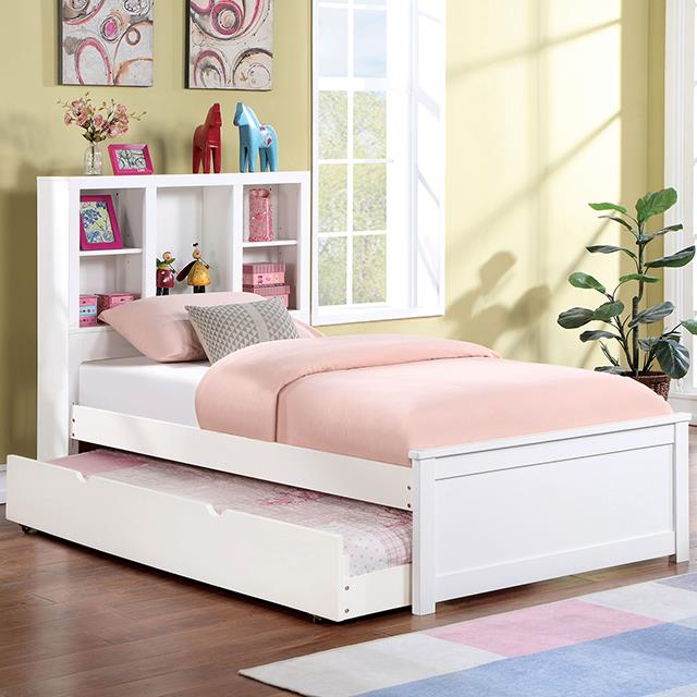 Furniture of America Marilla Twin Bookcase Bed with Storage FOA7256WH-T-BED IMAGE 4