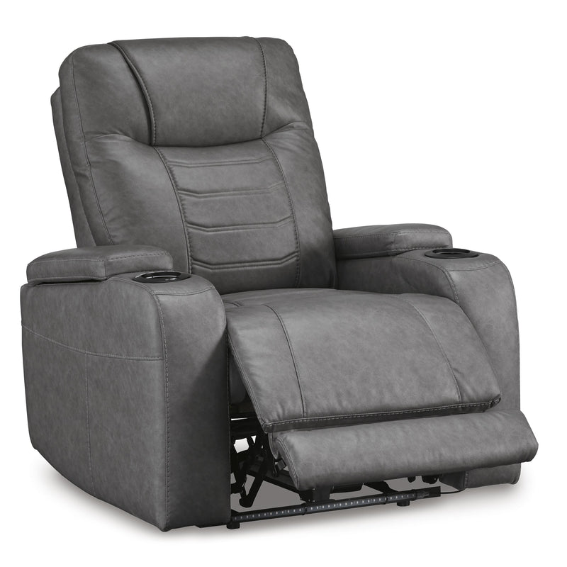 Signature Design by Ashley Schooner Rocks Power Leather Look Recliner 1610213 IMAGE 2