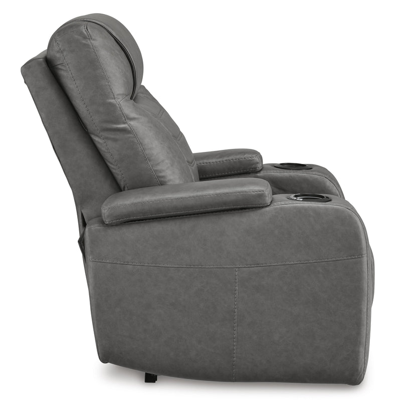 Signature Design by Ashley Schooner Rocks Power Leather Look Recliner 1610213 IMAGE 4