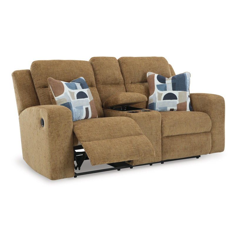 Signature Design by Ashley Kanlow Reclining Fabric Loveseat with Console 3860594 IMAGE 2