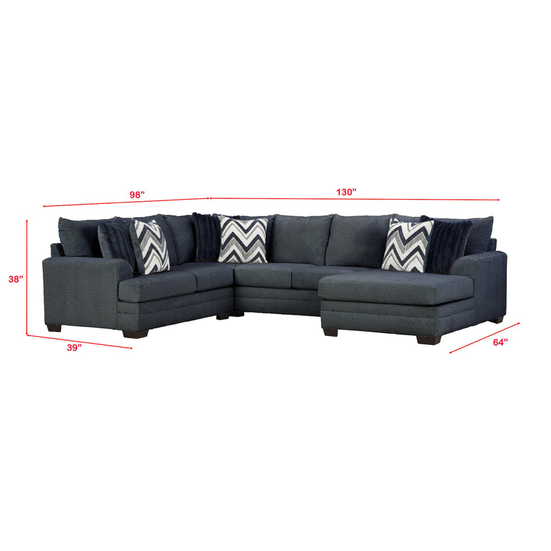 Behold Home 1312 3 pc Sectional - Pippa Navy IMAGE 3