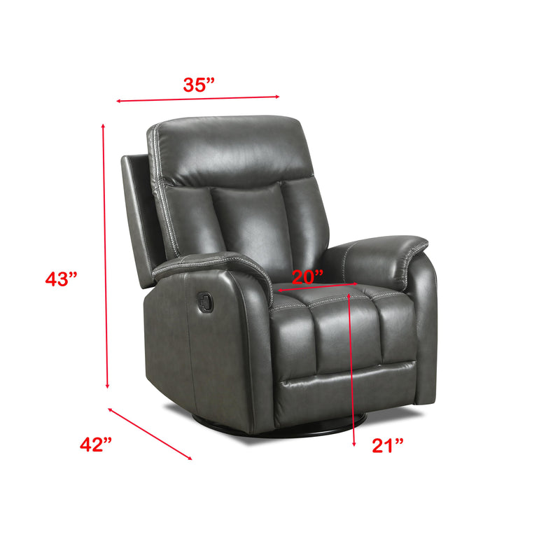 Behold Home 106-65S Swivel Glider Recliner - Jamey Charcoal IMAGE 3