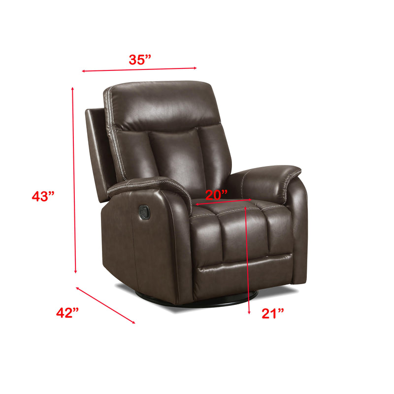 Behold Home 106-65S Swivel Glider Recliner - Jamey Chocolate IMAGE 3