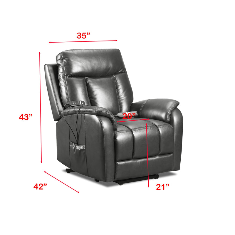 Behold Home 106L-66PP Dual Power Lift Chair w/ Heat & Massage - Jamey Charcoal IMAGE 3