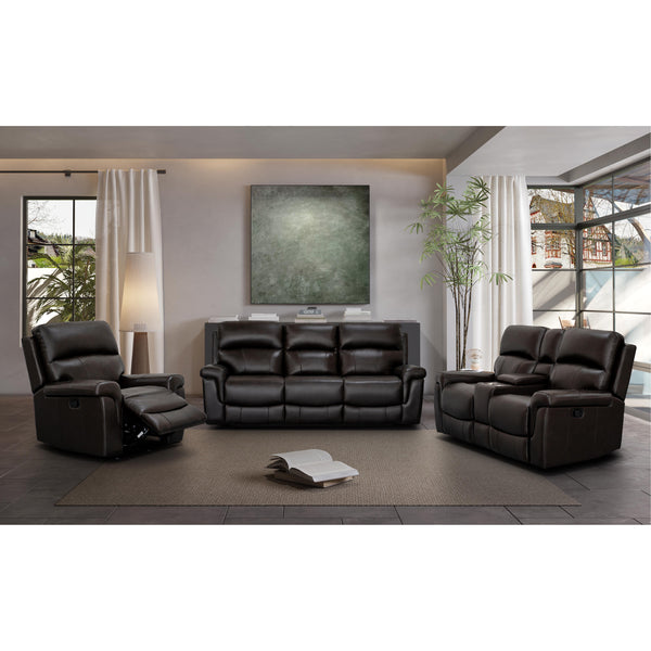 Behold Home 7483-39 Sofa w/ Popout Cup Holders - Lambeau Dark Brown Leather IMAGE 1