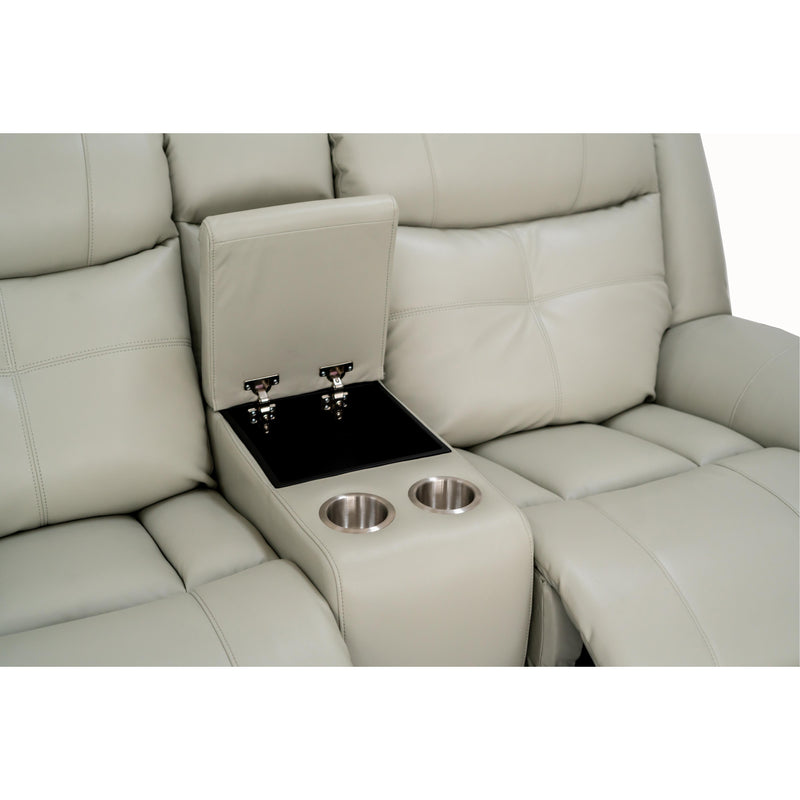 Behold Home 7487-29 Console Loveseat w/ Popout Cup Holders - Belaire Platinum IMAGE 3