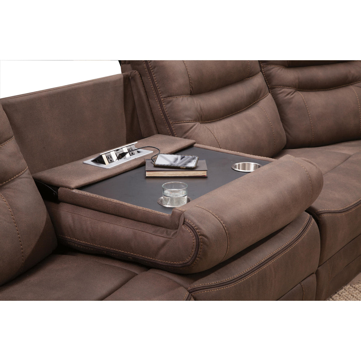 Behold Home 7531 7 pc Dual Power Sectional - Harley Brown