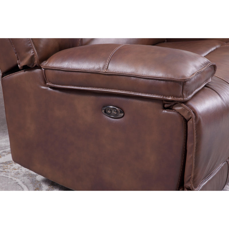 Behold Home 7532 6 pc Dual Power Sectional - Harbortown Chocolate Leather IMAGE 4