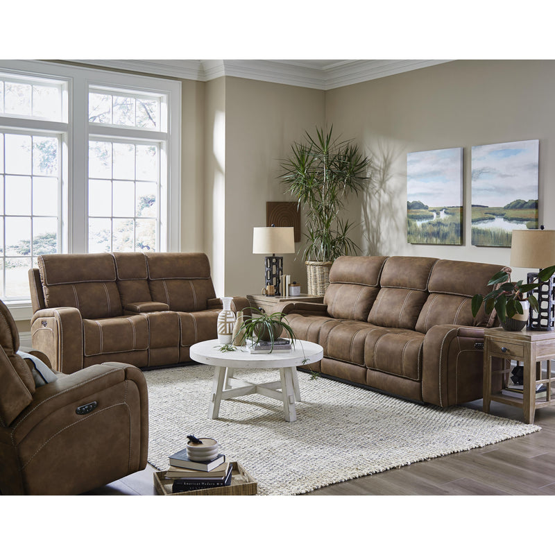 Behold Home 7552-27 Console Loveseat w/ Popout Cup Holders - Cottonwood Chocolate IMAGE 1