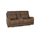 Behold Home 7552-27 Console Loveseat w/ Popout Cup Holders - Cottonwood Chocolate IMAGE 3