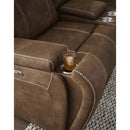 Behold Home 7552-27 Console Loveseat w/ Popout Cup Holders - Cottonwood Chocolate IMAGE 4