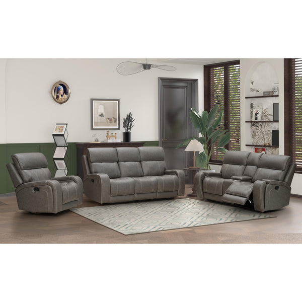 Behold Home 7552-39 Manual Sofa w Popout Cup Holders - Newport Pewter IMAGE 1